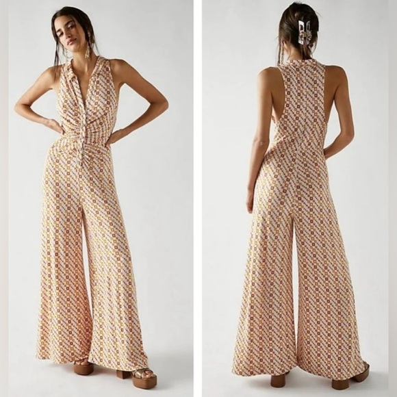 Free People Pants - Free People Shayla Halter Jumpsuit Retro, Sz SMALL NWOT